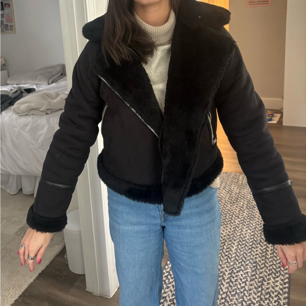 Pull&Bear Black Teddy Jacket